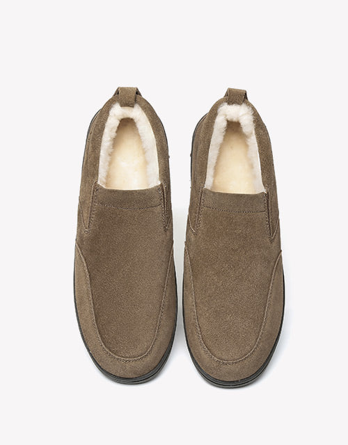 Australian Shepherd AS Men Ugg Moccasin Dino Slipper Sheepskin Wool-Loafers &amp; Moccasins-PEROZ Accessories