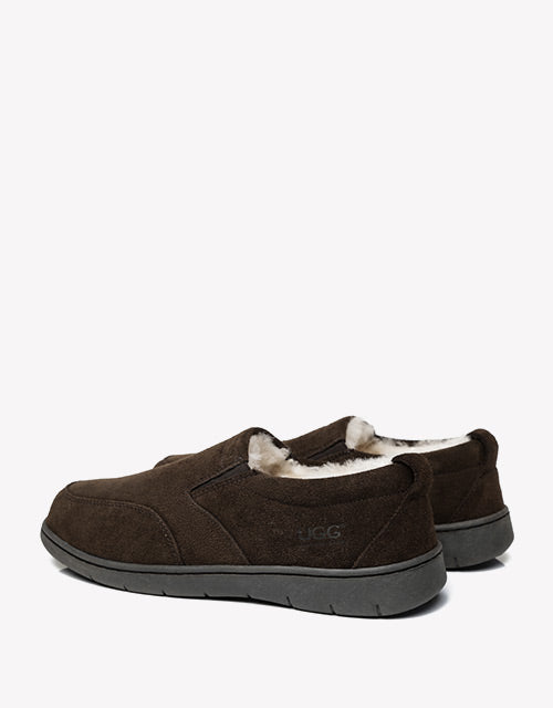 Australian Shepherd AS Men Ugg Moccasin Dino Slipper Sheepskin Wool-Loafers &amp; Moccasins-PEROZ Accessories