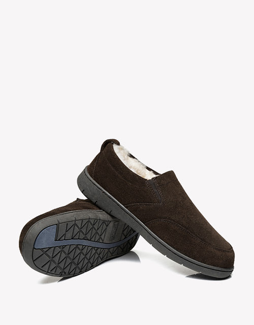 Australian Shepherd AS Men Ugg Moccasin Dino Slipper Sheepskin Wool-Loafers &amp; Moccasins-PEROZ Accessories
