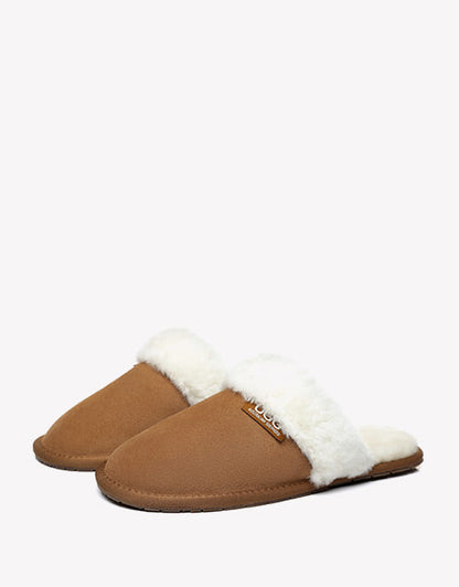 Australian Shepherd Cow Suede Upper Wool Lining UGG Slipper Lassie Water Resistant-Slippers-PEROZ Accessories
