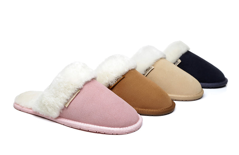 Australian Shepherd Cow Suede Upper Wool Lining UGG Slipper Lassie Water Resistant-Slippers-PEROZ Accessories