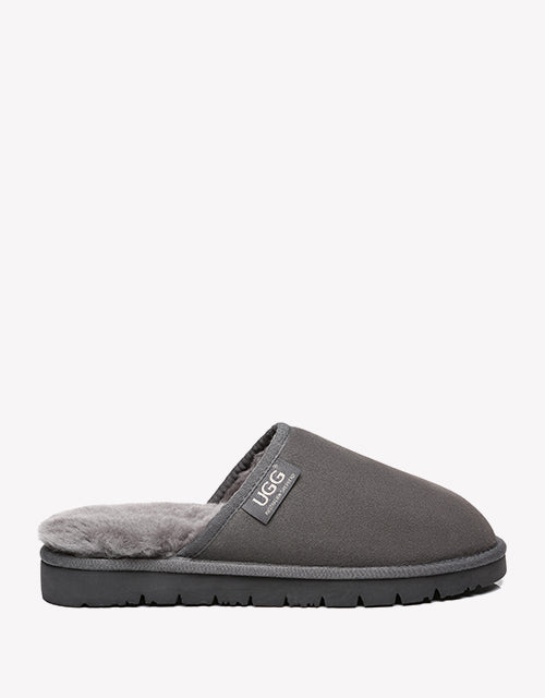 Australian Shepherd UGG Men Scuffs Slippers Sheepskin-Slippers-PEROZ Accessories
