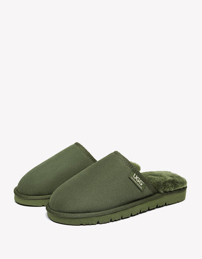 Australian Shepherd UGG Men Scuffs Slippers Sheepskin-Slippers-PEROZ Accessories