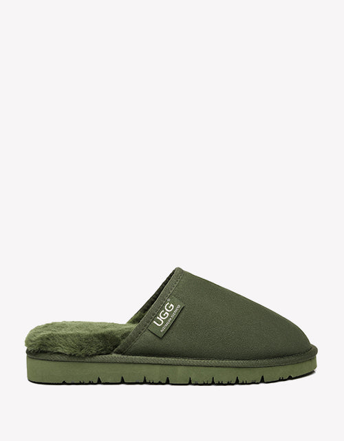 Australian Shepherd UGG Men Scuffs Slippers Sheepskin-Slippers-PEROZ Accessories