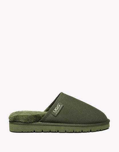 Australian Shepherd UGG Men Scuffs Slippers Sheepskin-Slippers-PEROZ Accessories