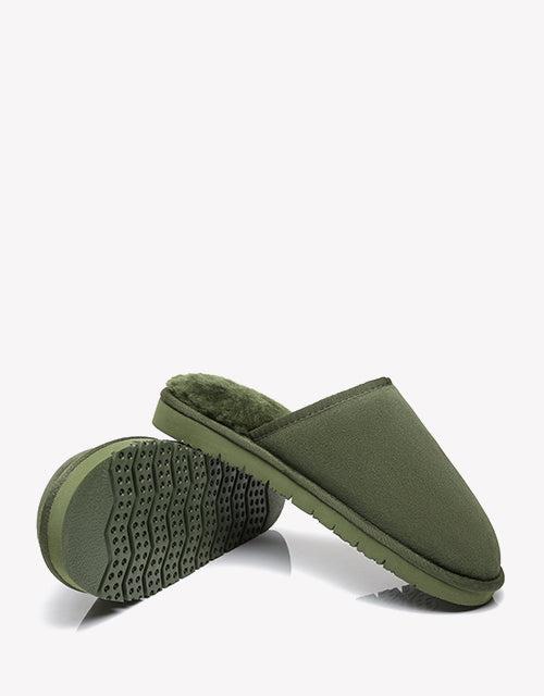 Australian Shepherd UGG Men Scuffs Slippers Sheepskin-Slippers-PEROZ Accessories