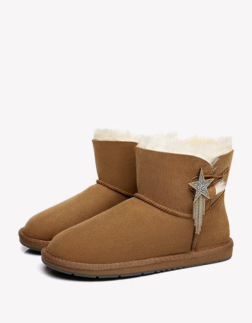 Australian Shepherd Mini UGG Boots Side Star Button Meteor-Boots-PEROZ Accessories