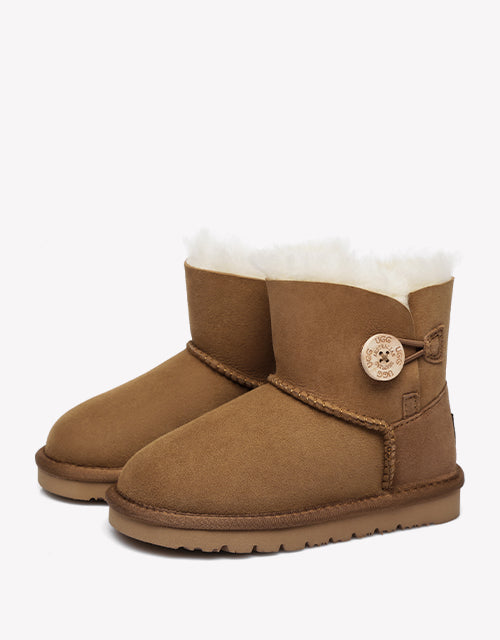 Australian Shepherd Kids Mini Button UGG BOOTS-Kid Boots-PEROZ Accessories