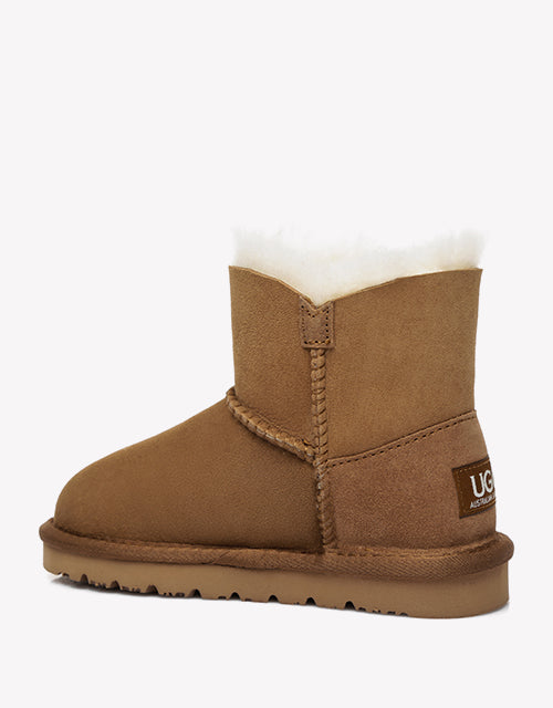 Australian Shepherd Kids Mini Button UGG BOOTS-Kid Boots-PEROZ Accessories