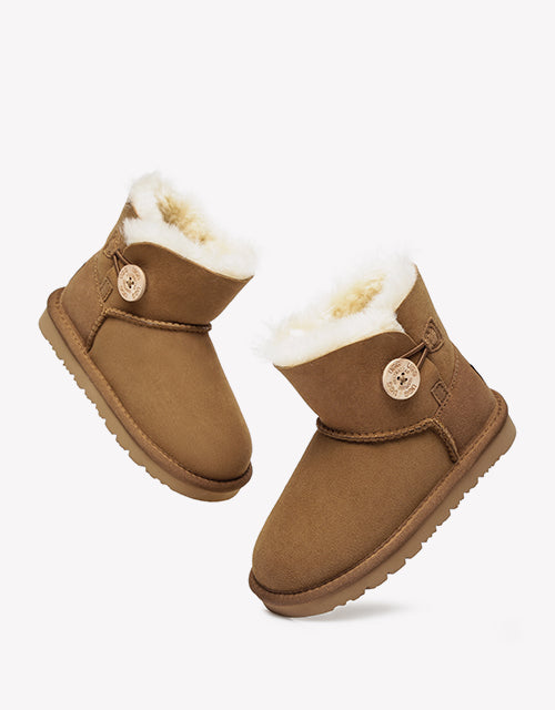 Australian Shepherd Kids Mini Button UGG BOOTS-Kid Boots-PEROZ Accessories
