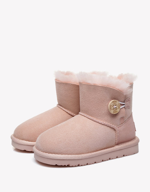 Australian Shepherd Kids Mini Button UGG BOOTS-Kid Boots-PEROZ Accessories