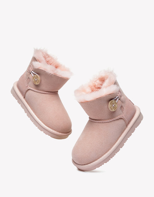 Australian Shepherd Kids Mini Button UGG BOOTS-Kid Boots-PEROZ Accessories