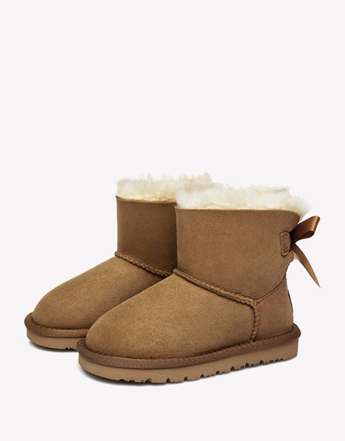 Australian Shepherd Kids Ugg Boots Mini Back Bow Boots-Kid Boots-PEROZ Accessories