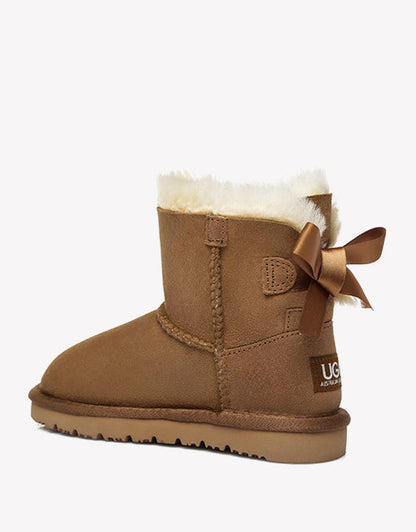 Australian Shepherd Kids Ugg Boots Mini Back Bow Boots-Kid Boots-PEROZ Accessories