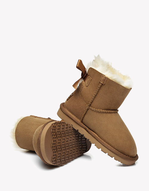 Australian Shepherd Kids Ugg Boots Mini Back Bow Boots-Kid Boots-PEROZ Accessories