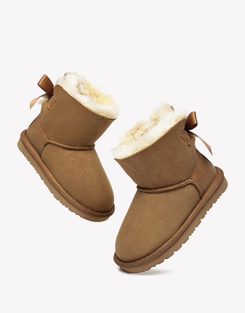 Australian Shepherd Kids Ugg Boots Mini Back Bow Boots-Kid Boots-PEROZ Accessories