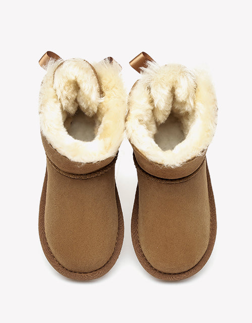 Australian Shepherd Kids Ugg Boots Mini Back Bow Boots-Kid Boots-PEROZ Accessories