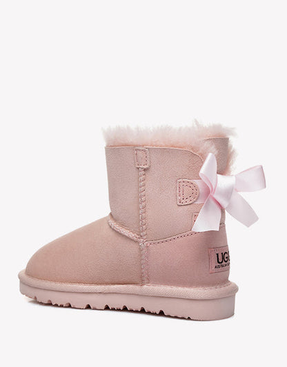 Australian Shepherd Kids Ugg Boots Mini Back Bow Boots-Kid Boots-PEROZ Accessories