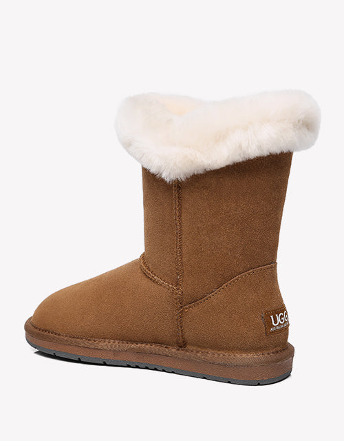 Australian Shepherd UGG Women Short Boots Talia Sheepskin Horn Toggle Closure-Boots-PEROZ Accessories