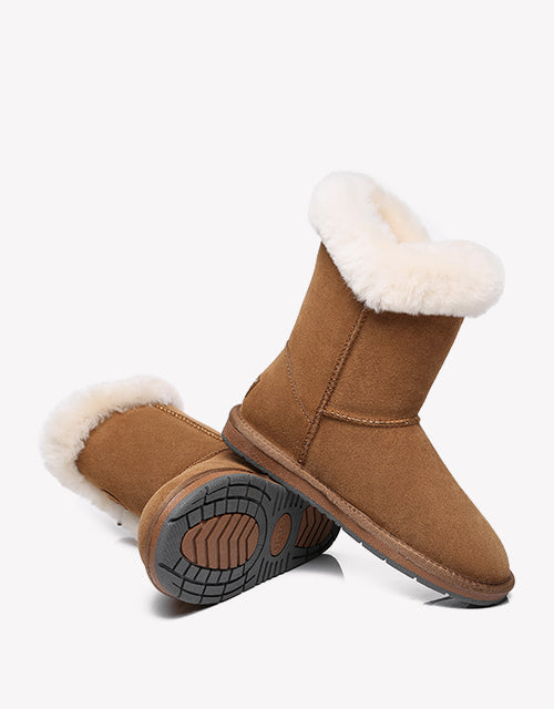 Australian Shepherd UGG Women Short Boots Talia Sheepskin Horn Toggle Closure-Boots-PEROZ Accessories
