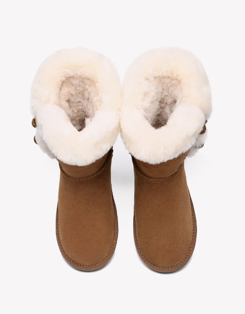 Australian Shepherd UGG Women Short Boots Talia Sheepskin Horn Toggle Closure-Boots-PEROZ Accessories