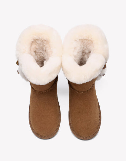 Australian Shepherd UGG Women Short Boots Talia Sheepskin Horn Toggle Closure-Boots-PEROZ Accessories