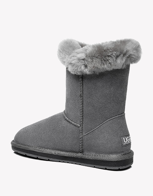Australian Shepherd UGG Women Short Boots Talia Sheepskin Horn Toggle Closure-Boots-PEROZ Accessories