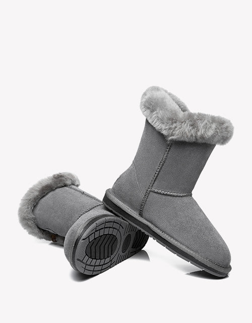 Australian Shepherd UGG Women Short Boots Talia Sheepskin Horn Toggle Closure-Boots-PEROZ Accessories