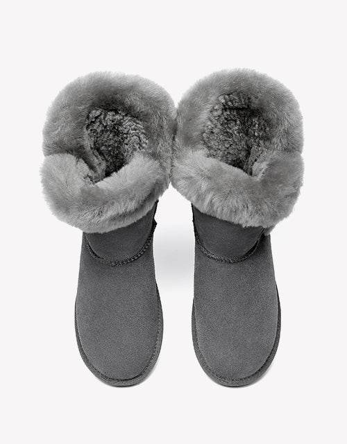 Australian Shepherd UGG Women Short Boots Talia Sheepskin Horn Toggle Closure-Boots-PEROZ Accessories