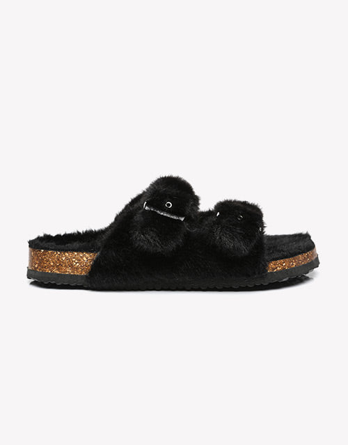 Australian Shepherd UGG Women Fluffy Flat Sandal Slide Myla-Slides-PEROZ Accessories
