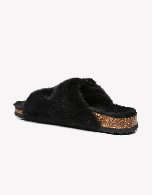 Australian Shepherd UGG Women Fluffy Flat Sandal Slide Myla-Slides-PEROZ Accessories