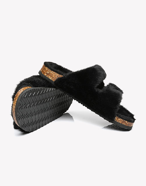 Australian Shepherd UGG Women Fluffy Flat Sandal Slide Myla-Slides-PEROZ Accessories