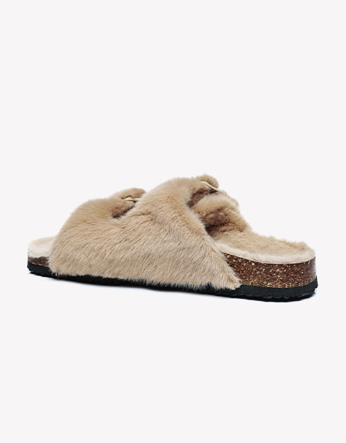 Australian Shepherd UGG Women Fluffy Flat Sandal Slide Myla-Slides-PEROZ Accessories