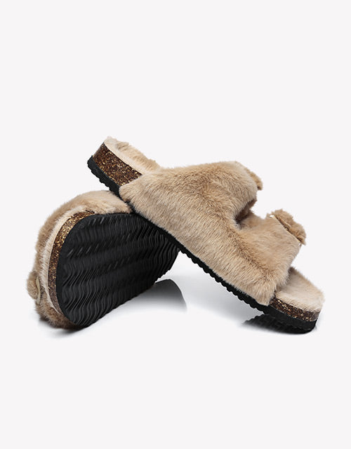 Australian Shepherd UGG Women Fluffy Flat Sandal Slide Myla-Slides-PEROZ Accessories