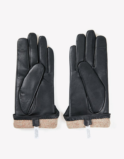 Australian Shepherd Sheepskin Wool Ladies Leather Gloves Belinda-Gloves-PEROZ Accessories