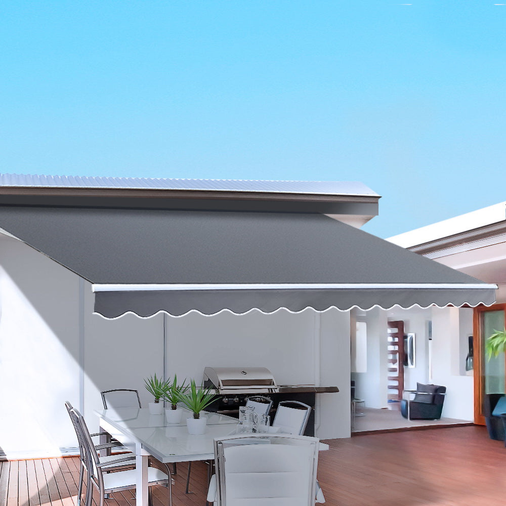 Instahut Folding Arm Awning Outdoor Awning Retractable Sunshade 2.5Mx2M Grey-Home &amp; Garden &gt; Shading-PEROZ Accessories