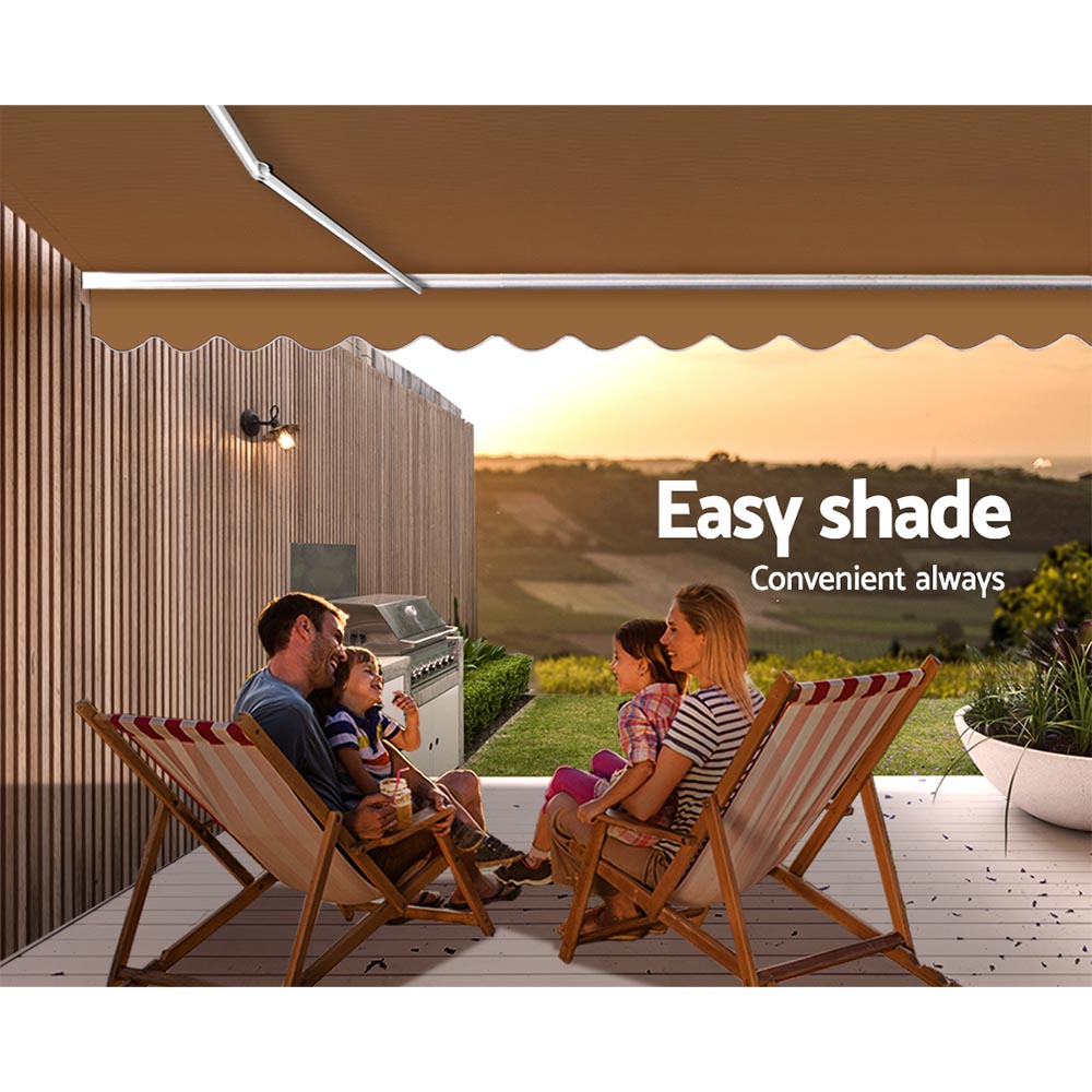 Instahut Retractable Folding Arm Awning Outdoor Awning Canopy 4Mx3M Beige-Home &amp; Garden &gt; Shading-PEROZ Accessories