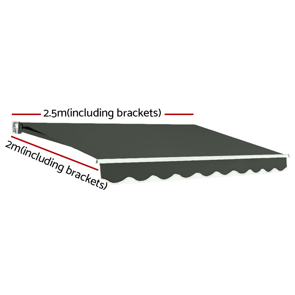 Instahut Folding Arm Awning Motorised Retractable Outdoor Sunshade2.5X2M-Home &amp; Garden &gt; Shading-PEROZ Accessories