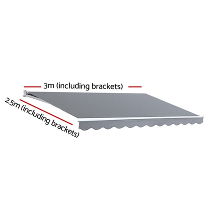 Instahut Retractable Folding Arm Awning Motorised Sunshade 3X2.5M PearlGrey-Home &amp; Garden &gt; Shading-PEROZ Accessories