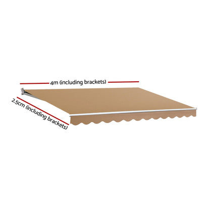 Instahut Retractable Folding Arm Awning Motorised Sunshade 4Mx2.5M Beige-Home &amp; Garden &gt; Shading-PEROZ Accessories