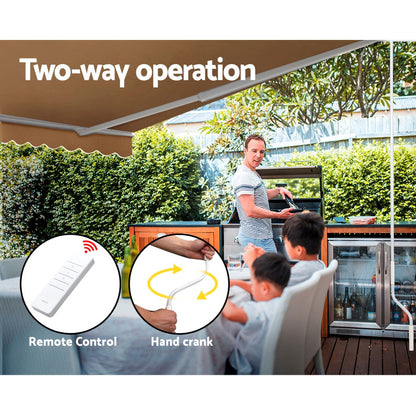 Instahut Retractable Folding Arm Awning Motorised Sunshade 4Mx2.5M Beige-Home &amp; Garden &gt; Shading-PEROZ Accessories