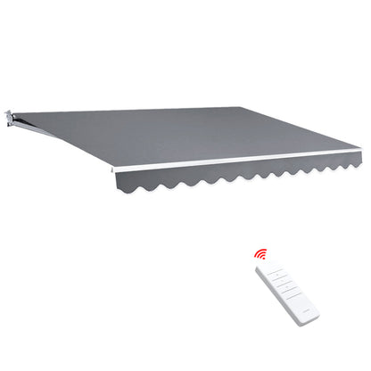 Instahut Retractable Folding Arm Awning Motorised Outdoor Sunshade4X3M PearlGrey-Home &amp; Garden &gt; Shading-PEROZ Accessories