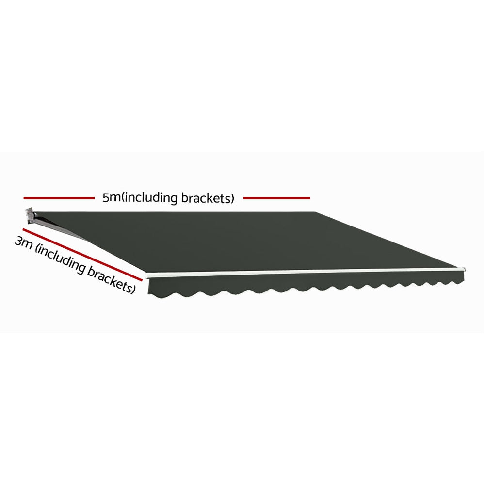 Instahut Folding Arm Awning Motorised Retractable Outdoor Sunshade 5X3M-Home &amp; Garden &gt; Shading-PEROZ Accessories