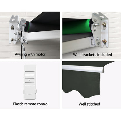 Instahut Folding Arm Awning Motorised Retractable Outdoor Sunshade 5X3M-Home &amp; Garden &gt; Shading-PEROZ Accessories