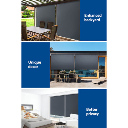 Instahut Outdoor Blind Window Roll Down Awning Canopy Privacy Screen 1.8X2.5M-Home &amp; Garden &gt; Shading-PEROZ Accessories
