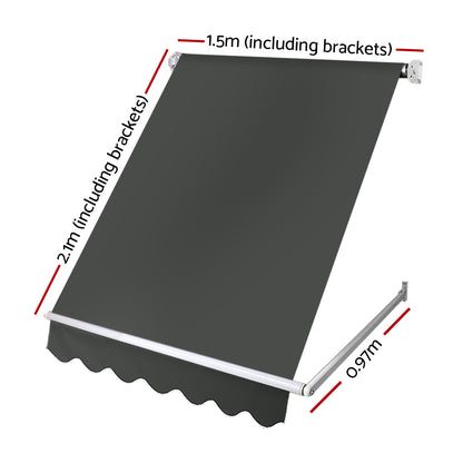 Instahut Window Fixed Pivot Arm Awning Outdoor Blinds Retractable Canopy1.5X2.1M-Home &amp; Garden &gt; Shading-PEROZ Accessories