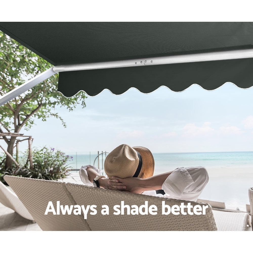 Instahut Window Fixed Pivot Arm Awning Outdoor Blinds Retractable Canopy1.5X2.1M-Home &amp; Garden &gt; Shading-PEROZ Accessories