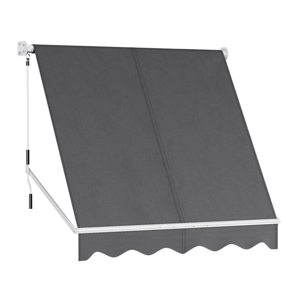 Instahut Retractable Fixed Pivot Arm Window Awning Outdoor Blinds 2.1X2.1M Grey-Home &amp; Garden &gt; Shading-PEROZ Accessories