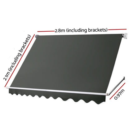 Instahut Window Fixed Pivot Arm Awning Patio Outdoor Blinds Retractable 2.8X2.1M-Home &amp; Garden &gt; Shading-PEROZ Accessories