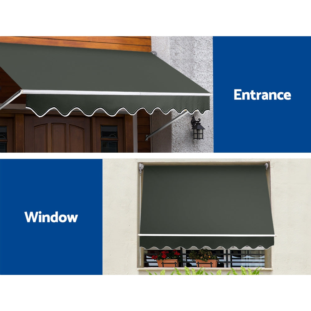 Instahut Window Fixed Pivot Arm Awning Patio Outdoor Blinds Retractable 2.8X2.1M-Home &amp; Garden &gt; Shading-PEROZ Accessories